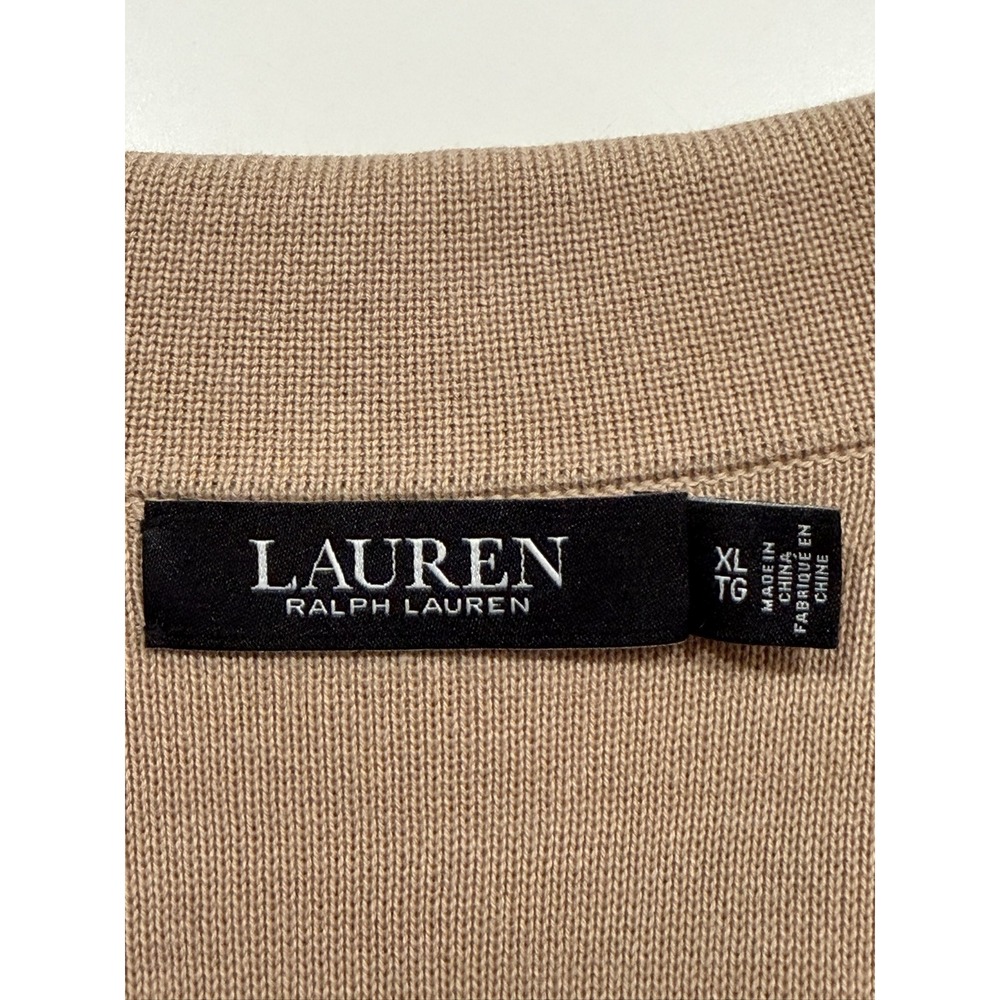 Lauren Ralph Lauren Tan Camel Knit Blazer Jacket Three Button XL 200769164011 - Picture 5 of 9